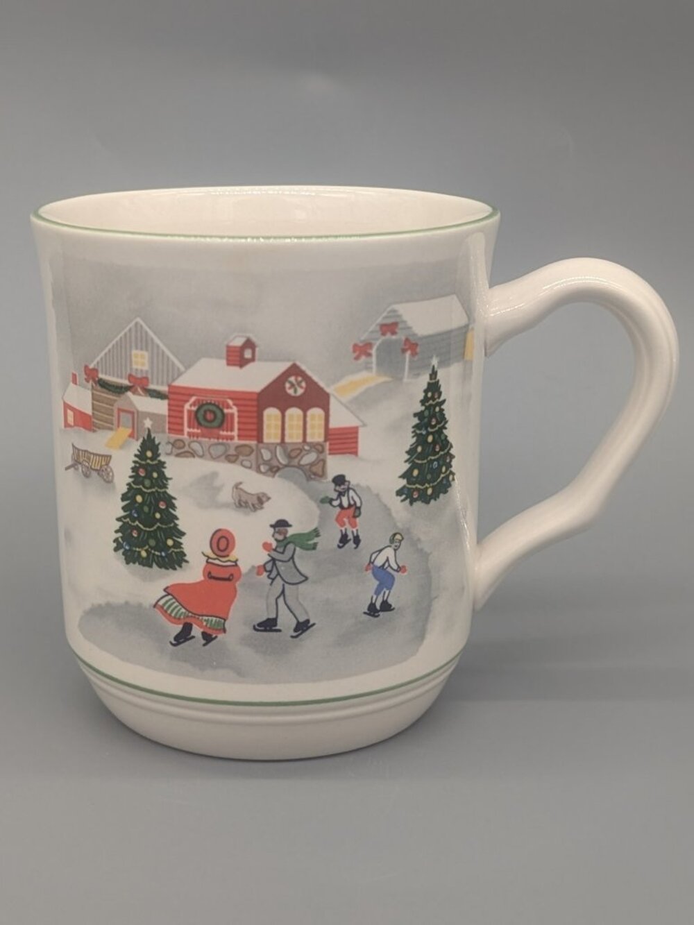 Vintage Sango Silent Night Christmas Tree Ice Skaters Holiday Coffee Mug